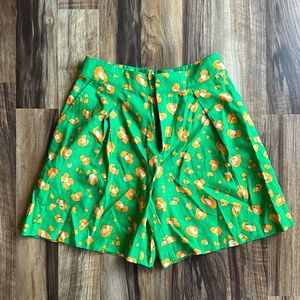 Tabitha Brown x Target Green/Orange Leopard Print Linen Blend Shorts Size XXS
